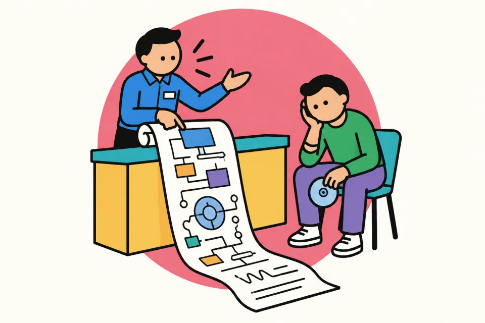 「つかみは3つ、長話の原因は2つ」のイメージイラスト