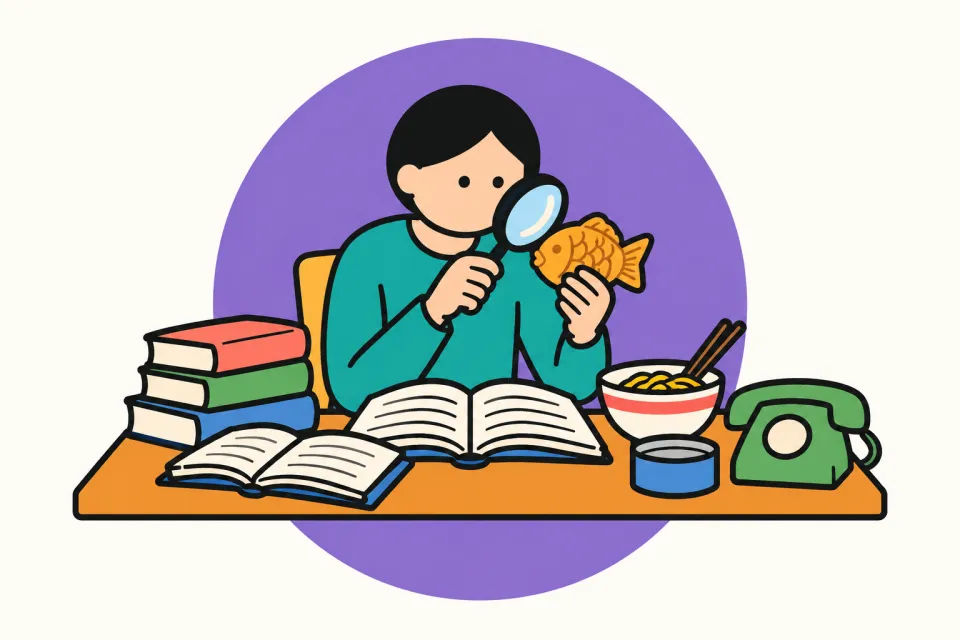 「北まくらもうどんも、まず本気で調べる」のイメージイラスト