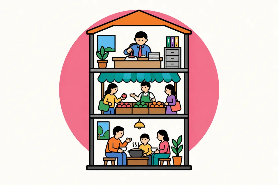 「コンゴの言語は三階建て、外国語はゼロ」のイメージイラスト