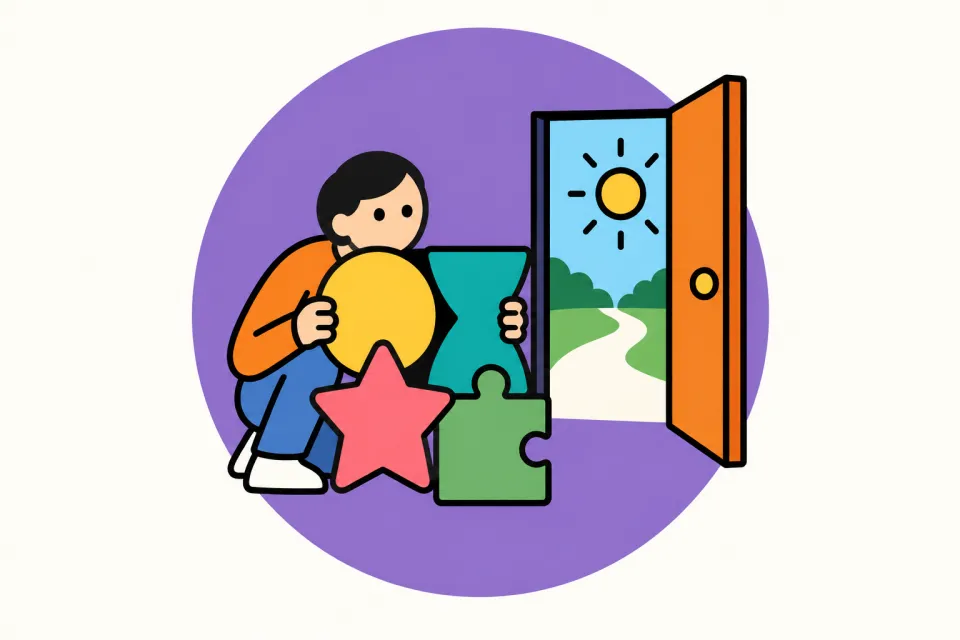 「言い訳は、お金・時間・才能・やり方」のイメージイラスト