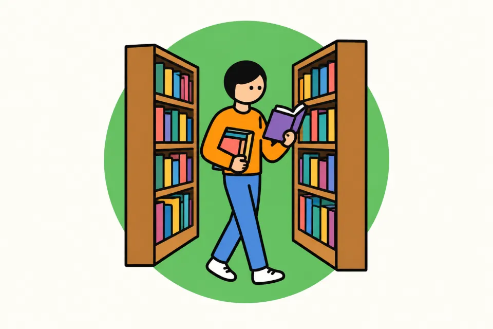 「愛読書をつくらず、乱読して再読する」のイメージイラスト
