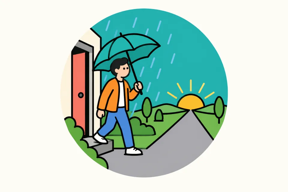 「運命は素直に受け、毎朝を元日にする」のイメージイラスト