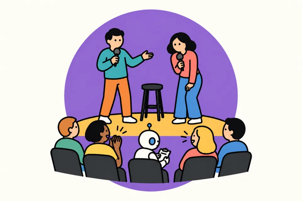「スベりはデータ、外の評価は疑っていい」のイメージイラスト
