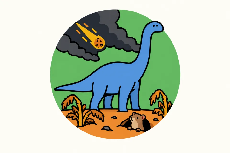 「絶滅の3類型と、恐竜の二重の不運」のイメージイラスト