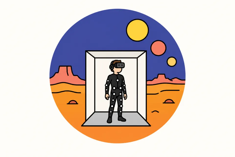 「VRゲーム「三体」と、解のない三体問題」のイメージイラスト