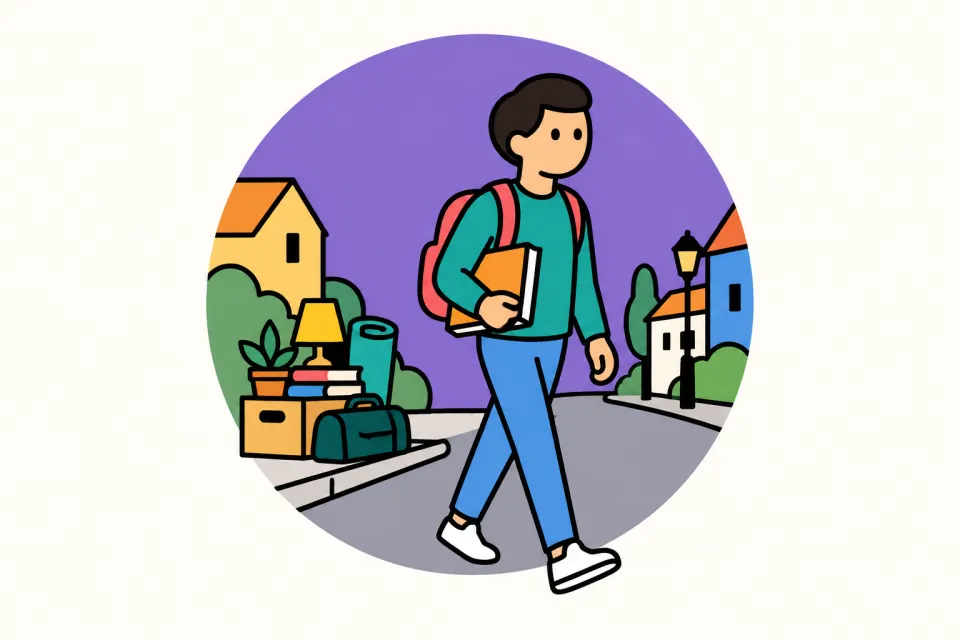 「旅・片づけ・古典で、群れを離れる」のイメージイラスト