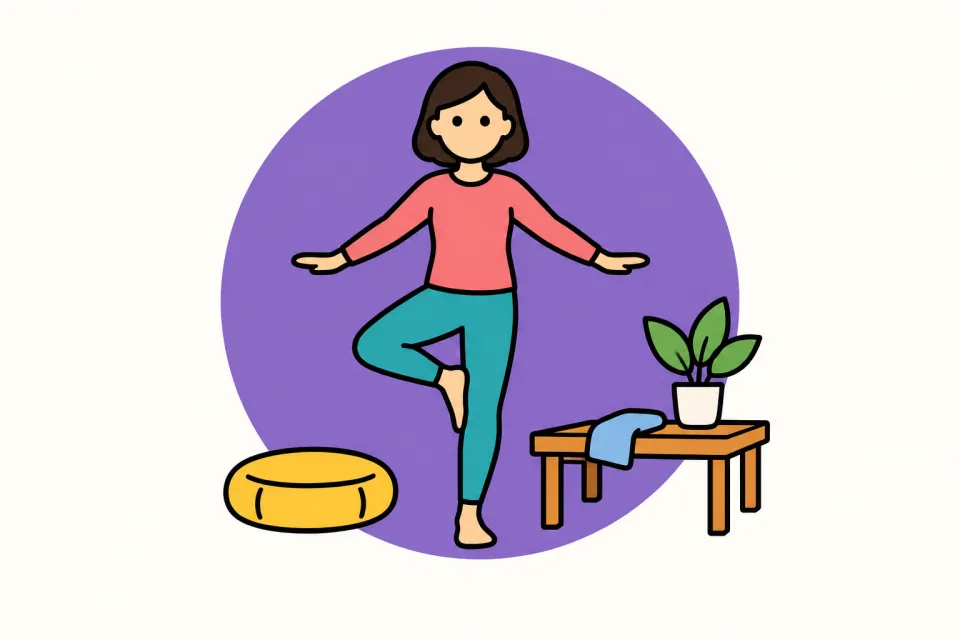 「体から心を整える(片足立ちと呼吸)」のイメージイラスト