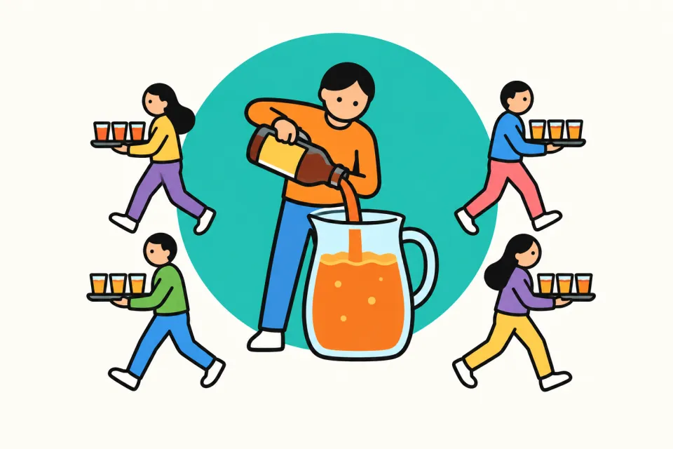 「原液を作って、分身に働かせる」のイメージイラスト