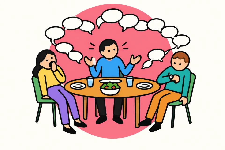 「つまらない話の12の反面教師」のイメージイラスト