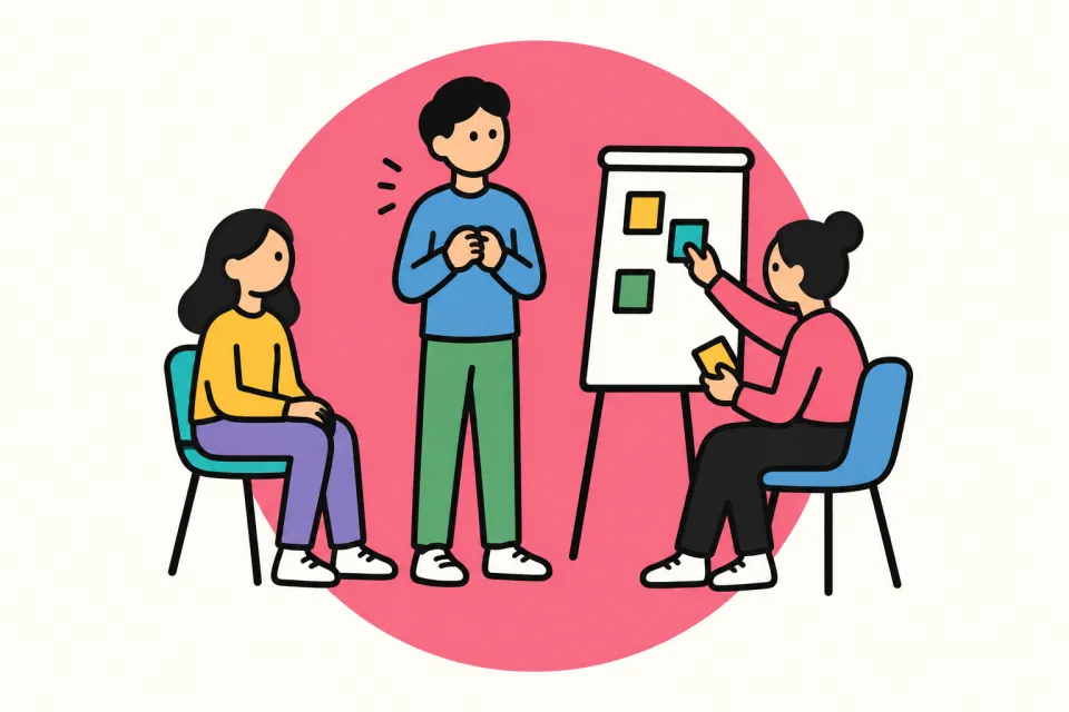 「3人の3分トークを組み直す」のイメージイラスト