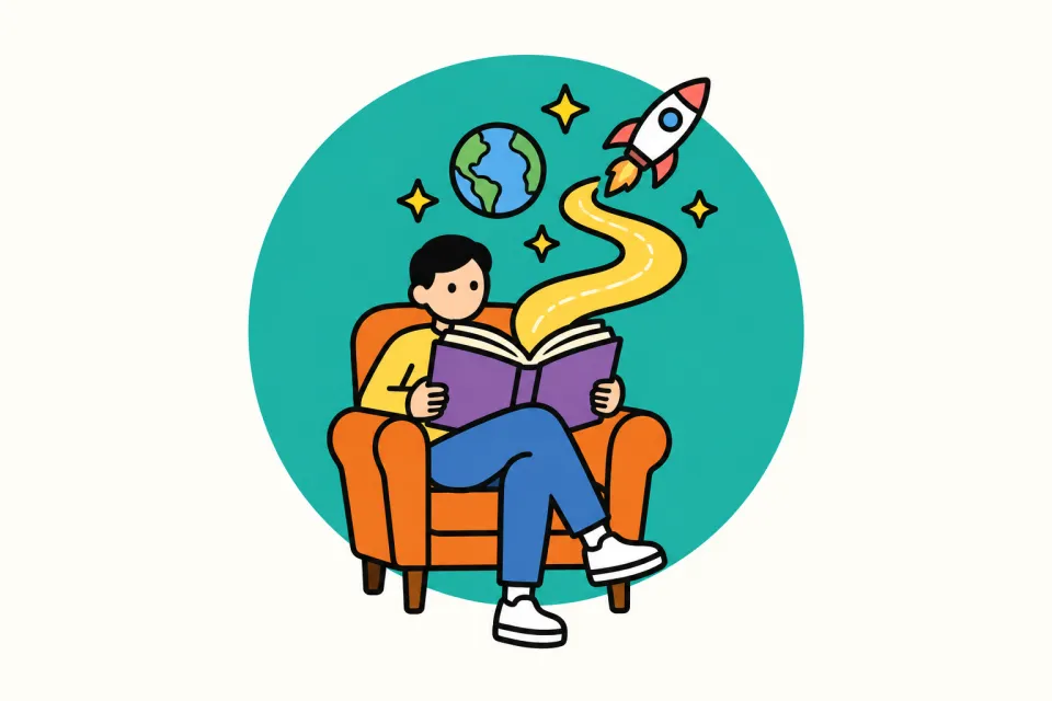 「火星も後悔最小化も、発想の根は読書」のイメージイラスト