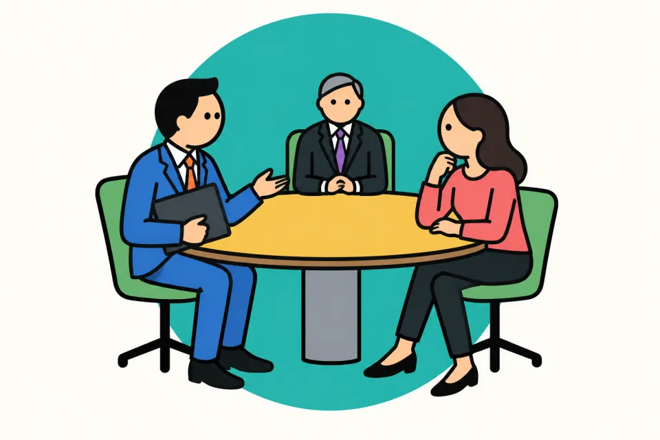 「商談は確認から、決裁者と予算を雑談で聞く」のイメージイラスト